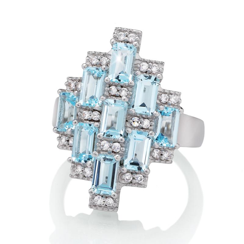Blue Topaz Skyscraper Ring & Earrings